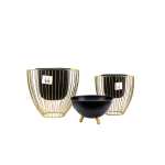 مجموعة أصص معدنية مع حامل - 3 قطع