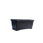 ⁦مُزهرية بلاستيكية مستطيلة – 18 سم (أسود)⁩ - الصورة ⁦3⁩