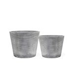 Ribbed Cement Pot Set – 2 PCS