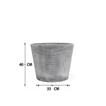 ⁦Ribbed Cement Pot Set – 2 PCS⁩ - الصورة ⁦2⁩