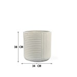 ⁦Ribbed Cream Cement Pot Set – 2 PCS⁩ - الصورة ⁦2⁩