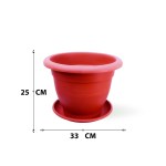 Round Plastic Pot – 25 CM (Red) - Image 3
