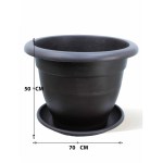 ⁦Round Plastic Pot – 50 CM (Black)⁩ - الصورة ⁦3⁩