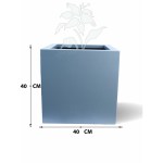 Square Fiberglass Planter – 40 CM (Grey) - Image 3
