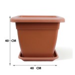 ⁦Square Plastic Pot – 40 CM (Brown)⁩ - الصورة ⁦3⁩