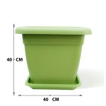 Square Plastic Pot – 40 CM (Green) - Image 3