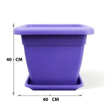 ⁦Square Plastic Pot – 40 CM (Purple)⁩ - الصورة ⁦3⁩
