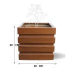 Square Wood-Effect Fiberglass Planter – 40 CM - Image 3